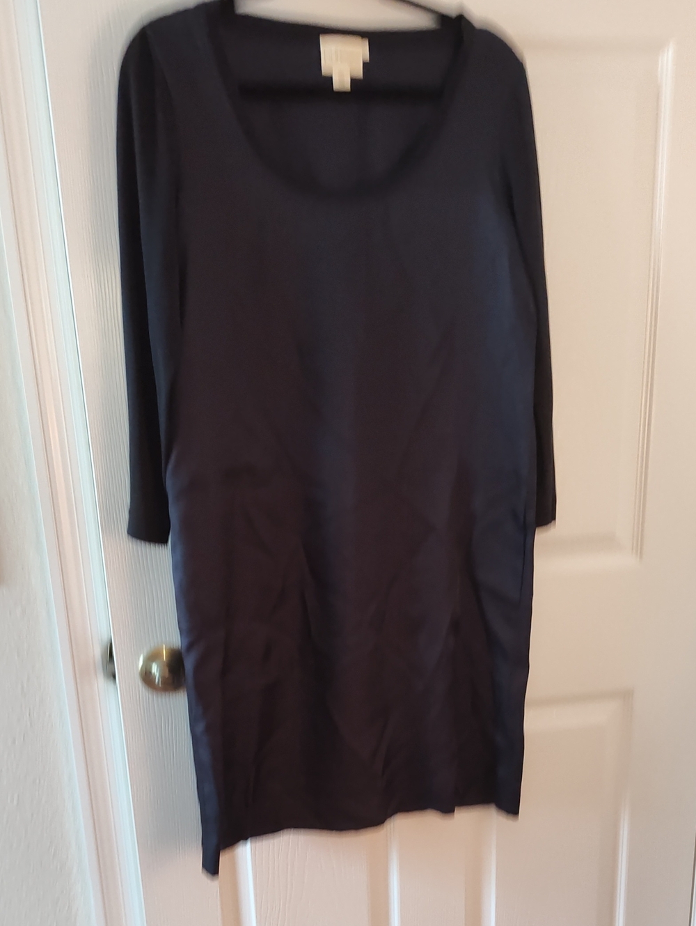 Navy Scoop Neck Long Sleeve Dress